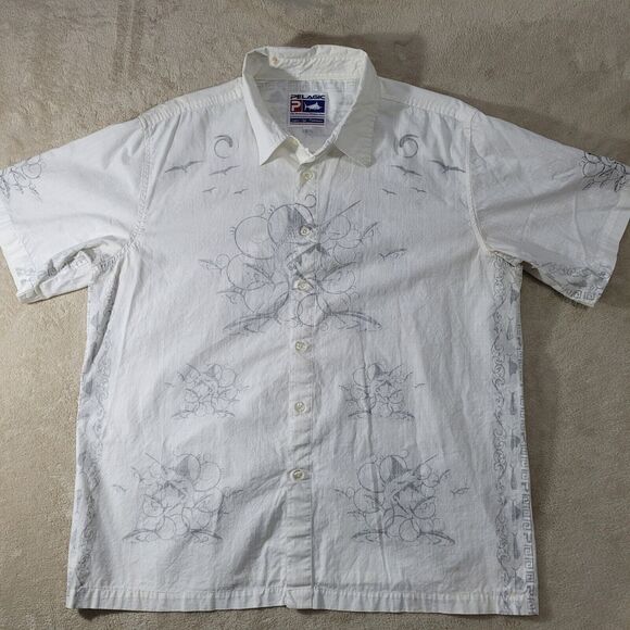Pelagic Other - Pelagic High PerformanceFish Print Hawaiian‎ Fishing & Golf Shirt Sz Large FLAWS
